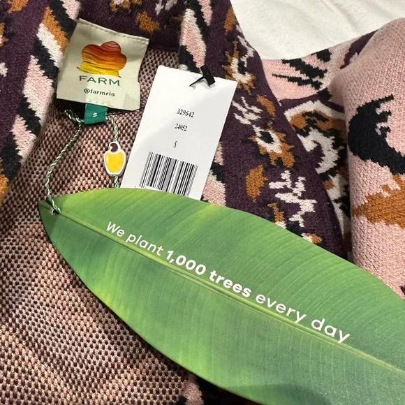 FARM RIO Glam Tapestry Knit Wrap Floral Sweater Mini Dress Cardigan Small New - Picture 14 of 16